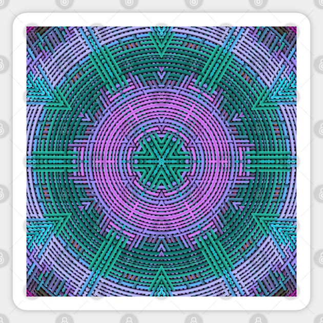 Weave Mandala Blue and Pink Sticker by WormholeOrbital